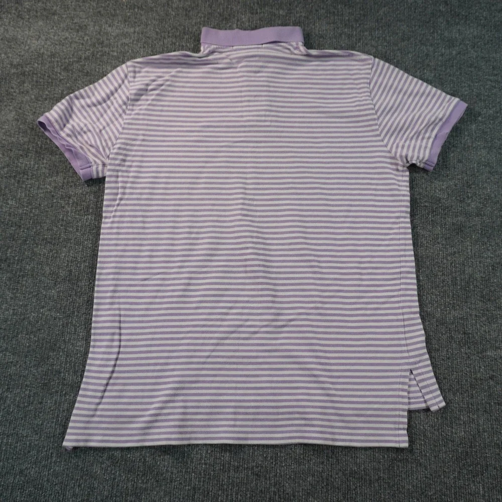 Polo Ralph Lauren Polo Shirt Mens Large Purple Striped Custom Fit Short Sleeve
